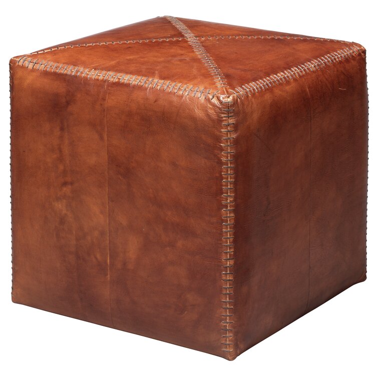 Leather shop cube pouf